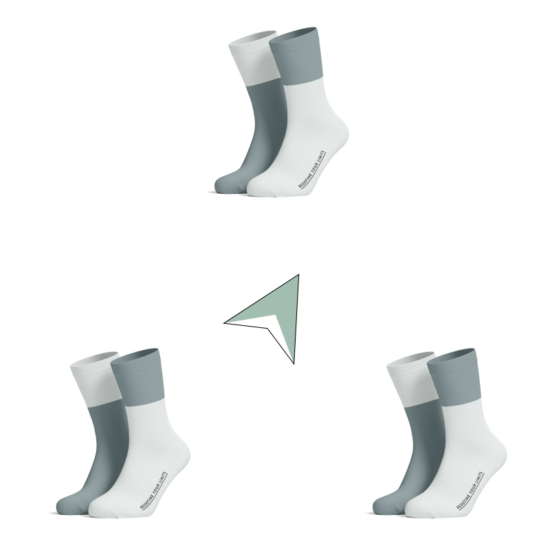 Professional cycling socks for road biking | Angenehm auf der Haut |Merino-Rennradsocken in Mintgrün mit rutschfester Passform, leichter stützender Kompression, ohne Einschneiden, mit farblich abgesetztem Blockdesign.