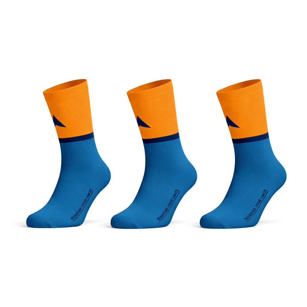 rennrad socken blau 3er Pack Merino Rennradsocken – Fahrrad Socken Set Merino orange blau –  PIPPO Amsterdam