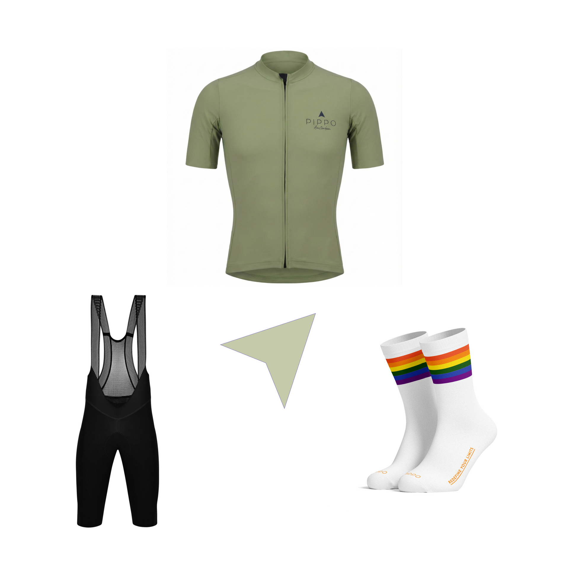Grünes Rennrad Trikot Set Herren