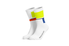 Professional cycling socks for road biking | Slogan Redefine your Limits |Rennrad-Socken mit Mondrian-inspiriertem Farb- und Linienmuster für Radsportler