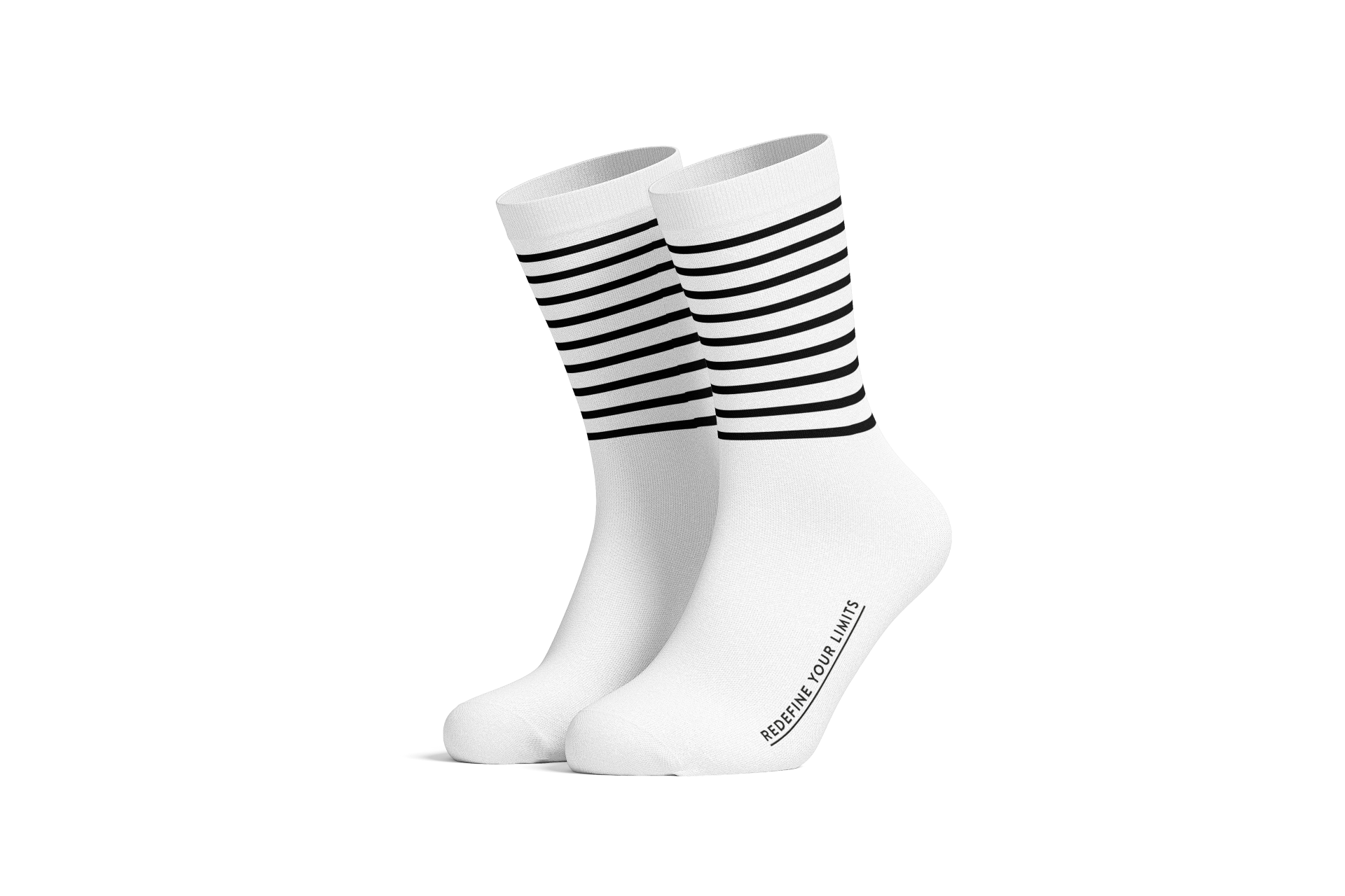 Professional cycling socks for road biking | Klassisches Design | Schwarz-weiß gestreifte klassische Rennradsocken, passend zu jedem Rennrad-Outfit.