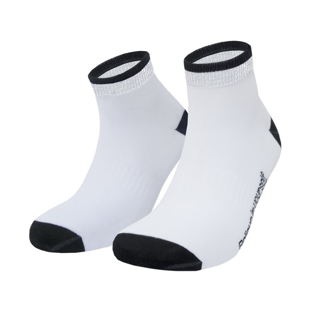 Kurze Reflektierende Rennradsocken Weiss / Schwarz